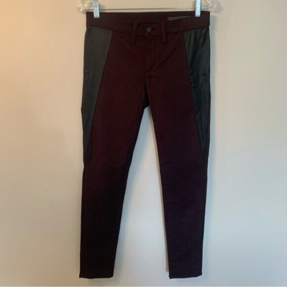 Rag & Bone Wine Black Pop Legging Lamb Leather Panel Skinny Jeans 28 - Picture 3 of 12